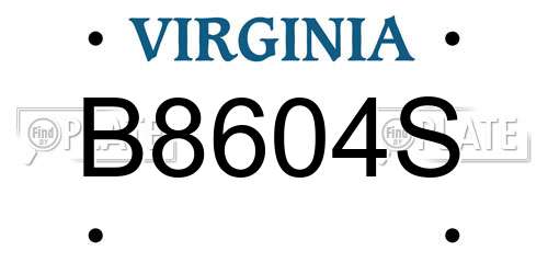 B8604S Virginia License Plate