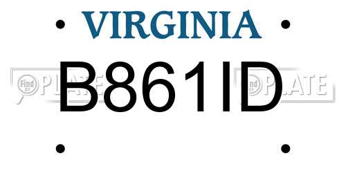 B861ID Virginia License Plate
