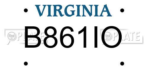 B861IO Virginia License Plate