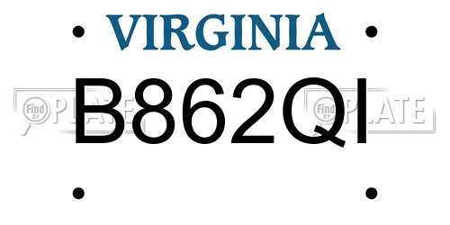 B862QI Virginia License Plate
