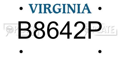 B8642P Virginia License Plate