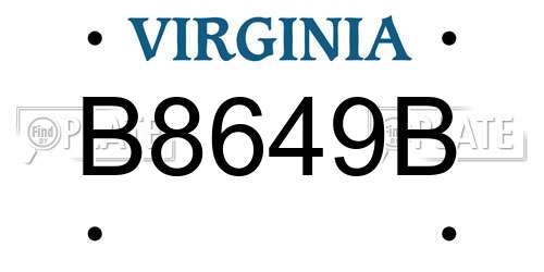 B8649B Virginia License Plate