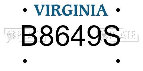 B8649S Virginia License Plate