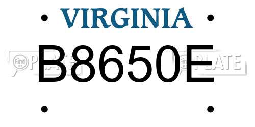 B8650E Virginia License Plate
