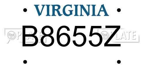 B8655Z Virginia License Plate
