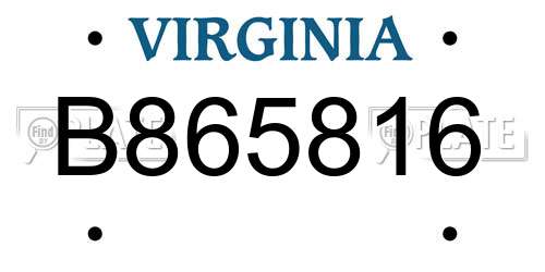 B865816 Virginia License Plate