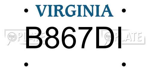 B867DI Virginia License Plate