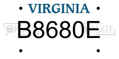 B8680E Virginia License Plate