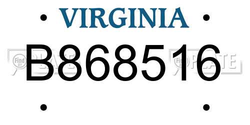 B868516 Virginia License Plate