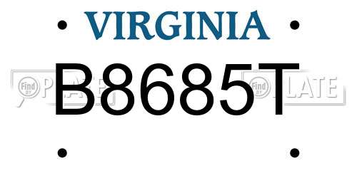B8685T Virginia License Plate