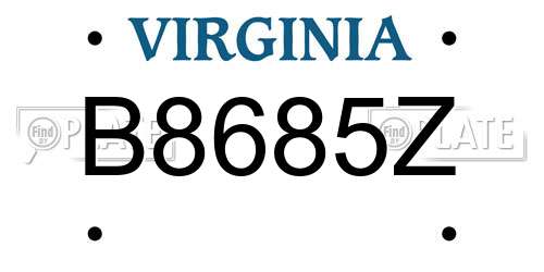 B8685Z Virginia License Plate