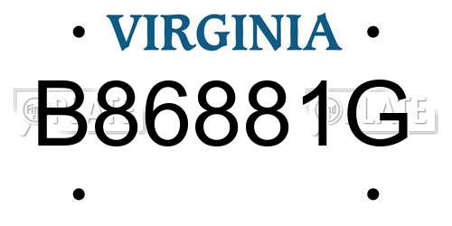 B86881G Virginia License Plate