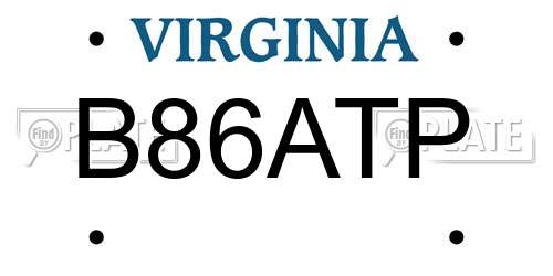 B86ATP Virginia License Plate