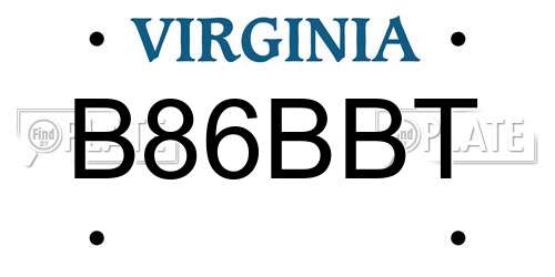 B86BBT Virginia License Plate