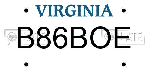 B86BOE Virginia License Plate
