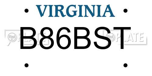 B86BST Virginia License Plate