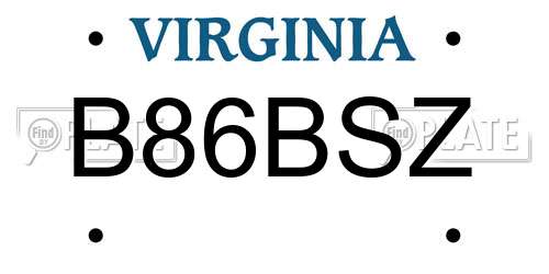 B86BSZ Virginia License Plate