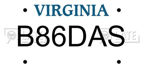 B86DAS Virginia License Plate