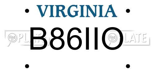 B86IIO Virginia License Plate