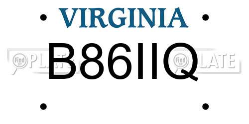 B86IIQ Virginia License Plate