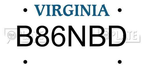 B86NBD Virginia License Plate