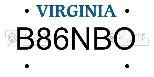 B86NBO Virginia License Plate