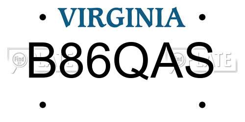 B86QAS Virginia License Plate