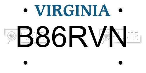B86RVN Virginia License Plate