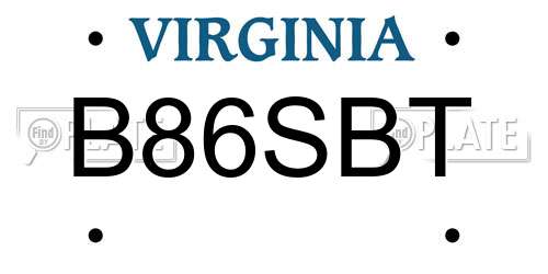 B86SBT Virginia License Plate