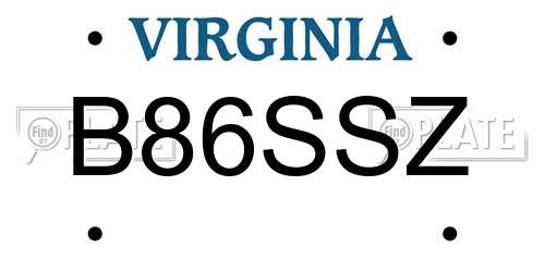 B86SSZ Virginia License Plate
