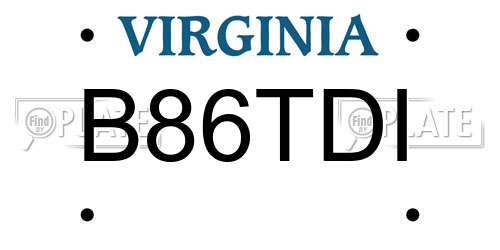 B86TDI Virginia License Plate