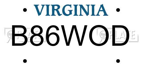 B86WOD Virginia License Plate
