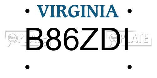 B86ZDI Virginia License Plate