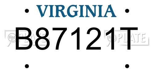 B87121T Virginia License Plate