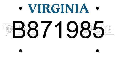 B871985 Virginia License Plate