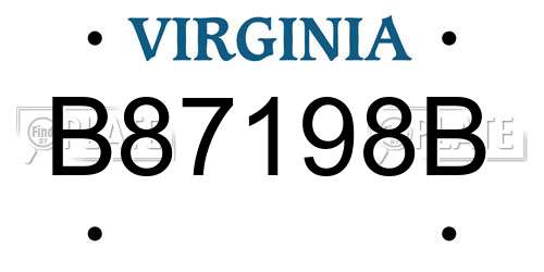 B87198B Virginia License Plate