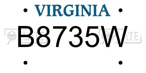 B8735W Virginia License Plate