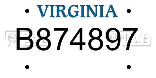 B874897 Virginia License Plate