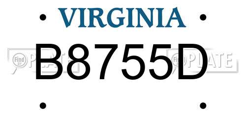 B8755D Virginia License Plate