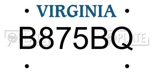 B875BQ Virginia License Plate