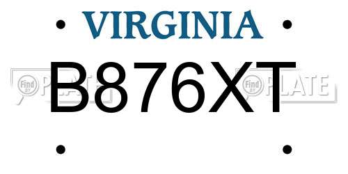 B876XT Virginia License Plate