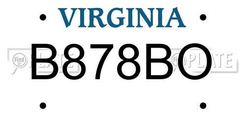 B878BO Virginia License Plate