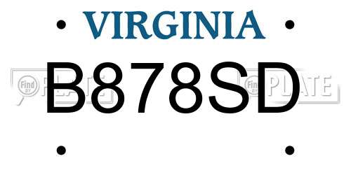 B878SD Virginia License Plate