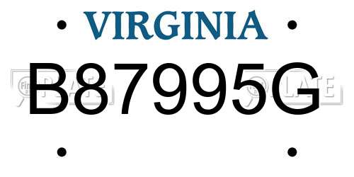 B87995G Virginia License Plate