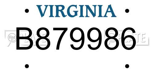 B879986 Virginia License Plate