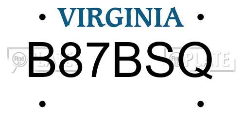 B87BSQ Virginia License Plate