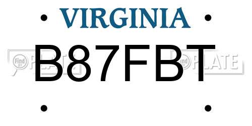 B87FBT Virginia License Plate