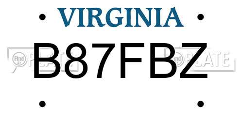 B87FBZ Virginia License Plate