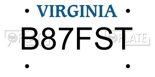 B87FST Virginia License Plate