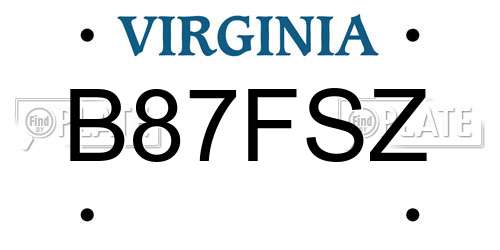 B87FSZ Virginia License Plate
